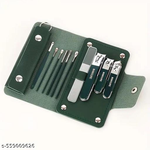 Stainless Steel Nail Clippers 10 in 1 set, Anti-splash Nail Clippers For Home Manicure,Ear Pick, Ear Spoon Portable Nail Clippers set for Women and Men (Pack of 1, Dark Green) - Piktocart