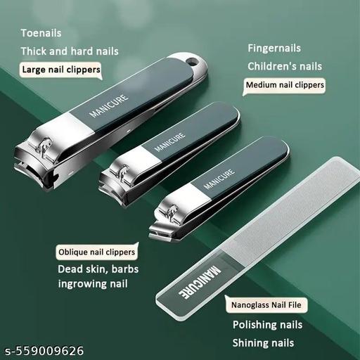Stainless Steel Nail Clippers 10 in 1 set, Anti-splash Nail Clippers For Home Manicure,Ear Pick, Ear Spoon Portable Nail Clippers set for Women and Men (Pack of 1, Dark Green) - Piktocart