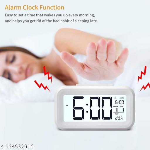 Alarm Clock, Digital Clock, Table Clock for Students, Watch Timer for Study, Home, Bedroom, Kitchen,Loud Desk Alarm Clocks for Heavy Sleepers with Automatic Sensor,Time,Date &Temperature - Piktocart