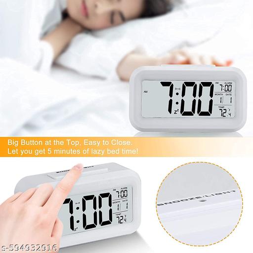 Alarm Clock, Digital Clock, Table Clock for Students, Watch Timer for Study, Home, Bedroom, Kitchen,Loud Desk Alarm Clocks for Heavy Sleepers with Automatic Sensor,Time,Date &Temperature - Piktocart