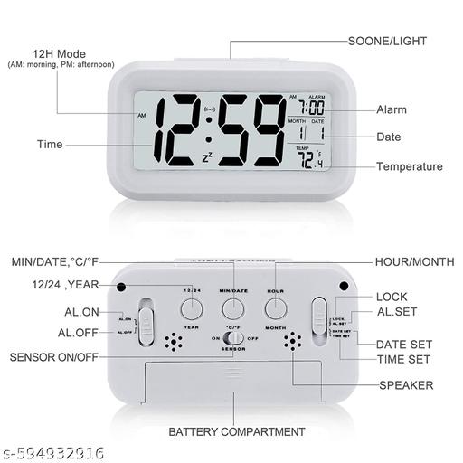 Alarm Clock, Digital Clock, Table Clock for Students, Watch Timer for Study, Home, Bedroom, Kitchen,Loud Desk Alarm Clocks for Heavy Sleepers with Automatic Sensor,Time,Date &Temperature - Piktocart