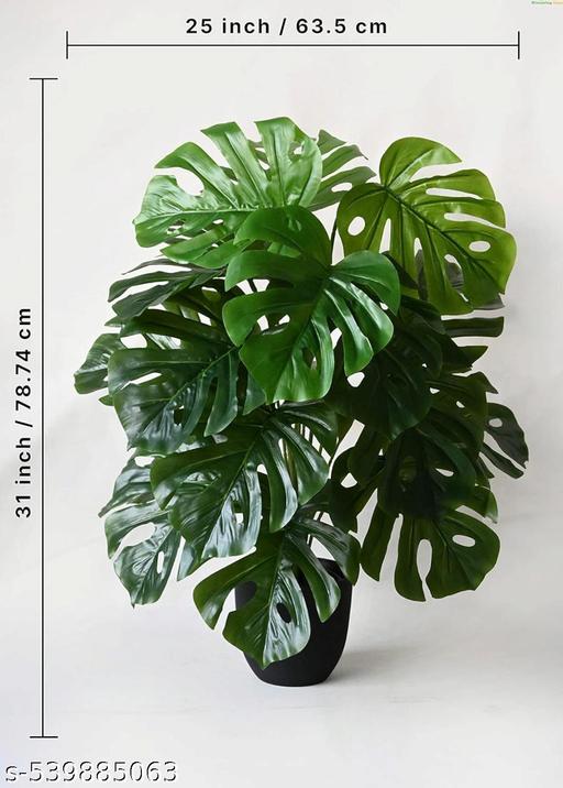 Artificial Monstera Plant | 18 Long Leaves | 60 CM Long | without Pot - Piktocart