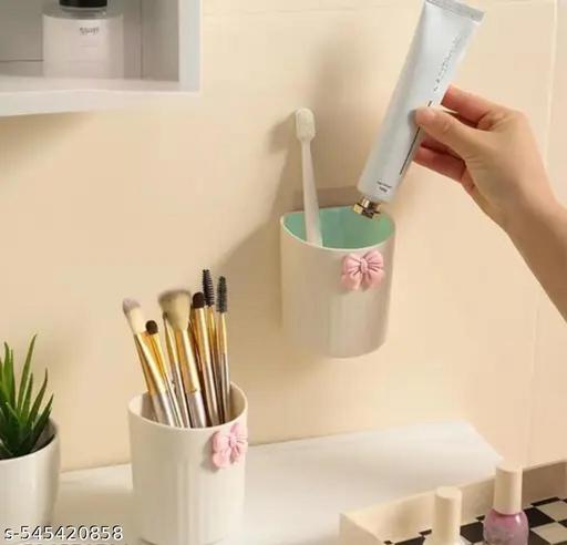 Plastic Toothbrush Holders for Bathroom | Wall Mounted Toothbrush Holder | Toothbrush Holders for Toothbrushes | Bathroom Shelf for Wall (2 Toothbrush Holder) (Multi) - Piktocart