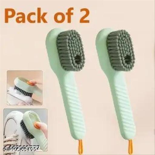 Liquid Adding Soft Fur Cleaning Brush Multifunctional Shoe Brush Clothes Cleaning Tools Pack of 2 - Piktocart