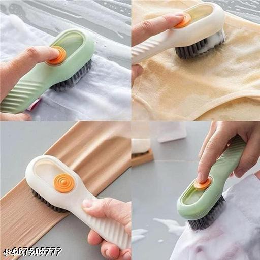 Liquid Adding Soft Fur Cleaning Brush Multifunctional Shoe Brush Clothes Cleaning Tools Pack of 2 - Piktocart