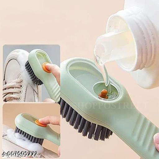 Liquid Adding Soft Fur Cleaning Brush Multifunctional Shoe Brush Clothes Cleaning Tools Pack of 2 - Piktocart
