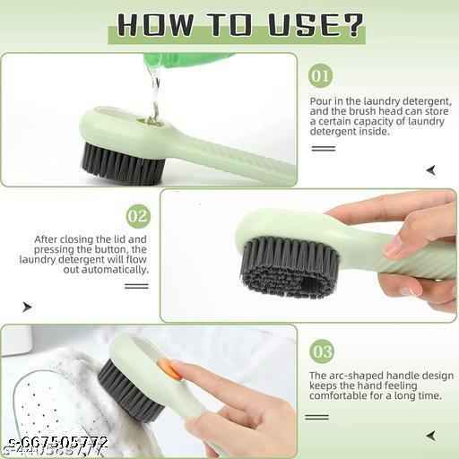 Liquid Adding Soft Fur Cleaning Brush Multifunctional Shoe Brush Clothes Cleaning Tools Pack of 2 - Piktocart