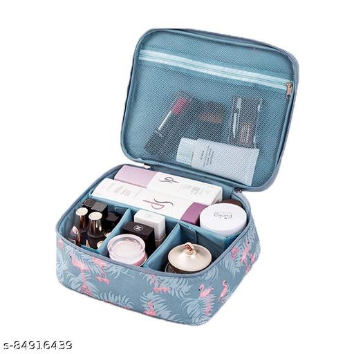 Portable Large Cosmetic Travel Makeup Organizer Bag for Women Girls with Handle , Adjustable Dividers - Piktocart