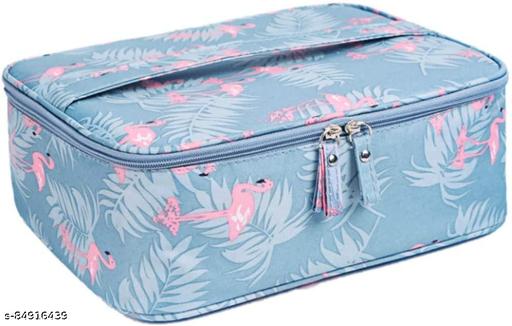 Portable Large Cosmetic Travel Makeup Organizer Bag for Women Girls with Handle , Adjustable Dividers - Piktocart