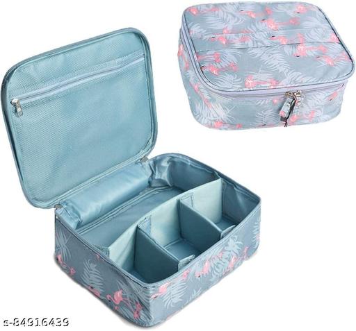 Portable Large Cosmetic Travel Makeup Organizer Bag for Women Girls with Handle , Adjustable Dividers - Piktocart