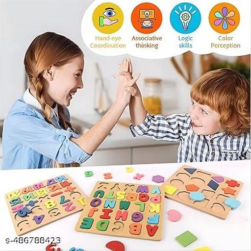 KidoBrains Wooden ABCD Learning Board for Kids | Puzzles Set | Educational Toy for Toddlers, 2+ Years-Develops Fine Motor Skills,Creativity, & Early Learning (Alphabets-Numbers-Shapes) - Piktocart