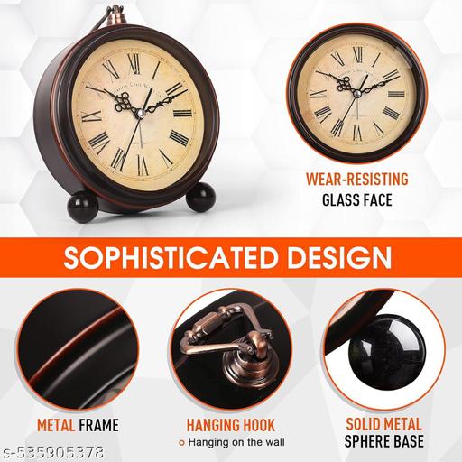 kadio Plastic Battery Alarm Clock,Night Light,Vintage Hangable Super Silent Non Ticking Analog Clock for Bedroom, 10 Cm X 10 Cm,Black - Piktocart