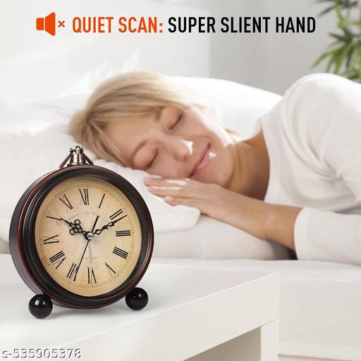 kadio Plastic Battery Alarm Clock,Night Light,Vintage Hangable Super Silent Non Ticking Analog Clock for Bedroom, 10 Cm X 10 Cm,Black - Piktocart