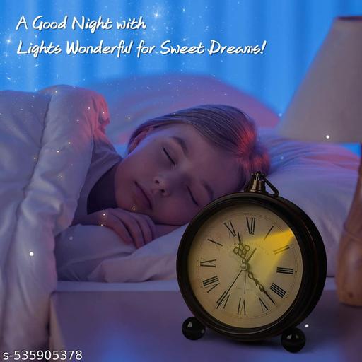 kadio Plastic Battery Alarm Clock,Night Light,Vintage Hangable Super Silent Non Ticking Analog Clock for Bedroom, 10 Cm X 10 Cm,Black - Piktocart