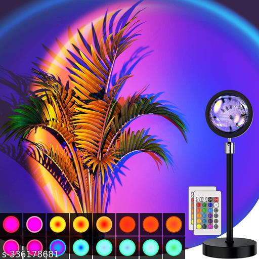 Plastic Lamp Projection Led Lights With Remote, 16 Colors Night Light 360° Color Changing Sunset  / Sun Light / Sunset Red / Rainbow , Night Light For Photography / Room / Bedroom / Car / Pictures - Piktocart
