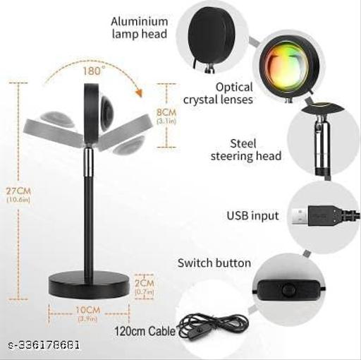 Plastic Lamp Projection Led Lights With Remote, 16 Colors Night Light 360° Color Changing Sunset  / Sun Light / Sunset Red / Rainbow , Night Light For Photography / Room / Bedroom / Car / Pictures - Piktocart