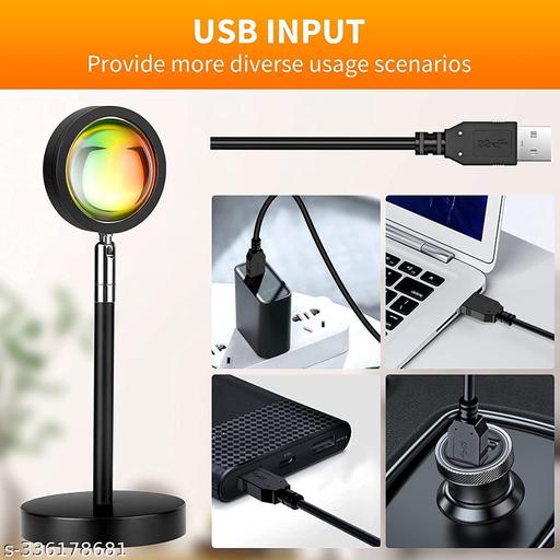 Plastic Lamp Projection Led Lights With Remote, 16 Colors Night Light 360° Color Changing Sunset  / Sun Light / Sunset Red / Rainbow , Night Light For Photography / Room / Bedroom / Car / Pictures - Piktocart