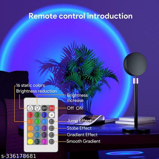 Plastic Lamp Projection Led Lights With Remote, 16 Colors Night Light 360° Color Changing Sunset  / Sun Light / Sunset Red / Rainbow , Night Light For Photography / Room / Bedroom / Car / Pictures - Piktocart
