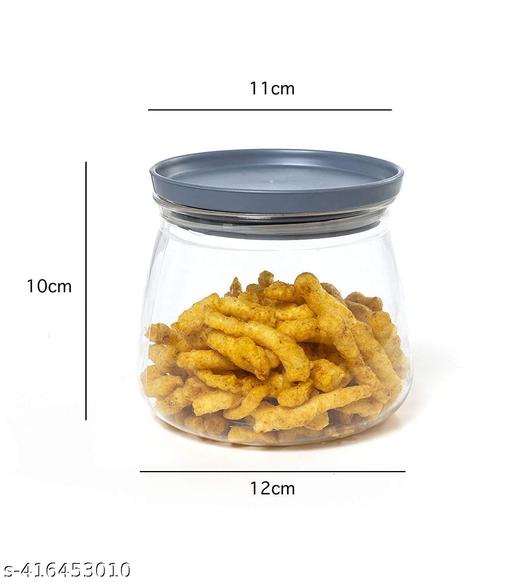 Airtight Handi Shape Container Jar for Kitchen - 900ml Jar Set for Kitchen Storage - Unbreakable Plastic Jar with Air-Tight Design (Set Of 6) - Piktocart