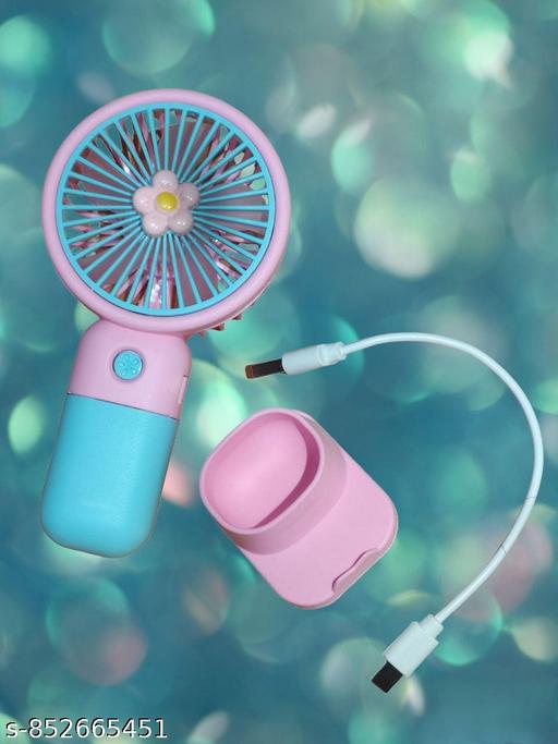 Portable Cartoon Shaped Handheld USB Rechargeable Small Fan & Student Desktop Phone Holder - Piktocart