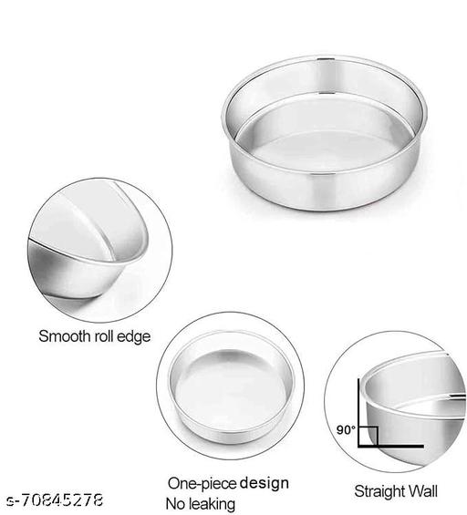 Aluminium Round Cake Mould Set (5, 6, 7 Inch) | Heavy Aluminium Baking Pan | Cake Tin for Oven Baking - Piktocart