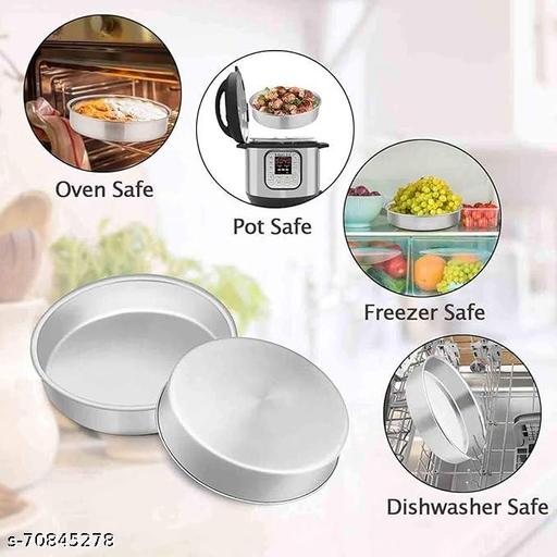 Aluminium Round Cake Mould Set (5, 6, 7 Inch) | Heavy Aluminium Baking Pan | Cake Tin for Oven Baking - Piktocart
