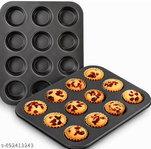 Non-Stick 12 Cavity Mini Muffin Tray | Cupcake Mould Baking Pan | Durable Steel Bakeware - Piktocart