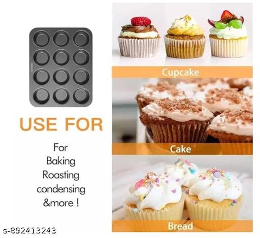 Non-Stick 12 Cavity Mini Muffin Tray | Cupcake Mould Baking Pan | Durable Steel Bakeware - Piktocart