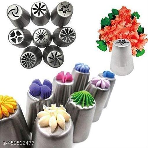 Naama 12Pcs Russian Nozzles Set | Stainless Steel Reusable Decorating Nozzles Set | Russian Ruffle Skirt Icing Piping Tips | Cake Decorating Tool - Piktocart