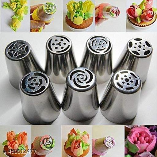 Naama 12Pcs Russian Nozzles Set | Stainless Steel Reusable Decorating Nozzles Set | Russian Ruffle Skirt Icing Piping Tips | Cake Decorating Tool - Piktocart
