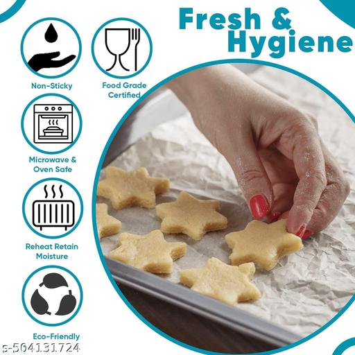 Homefresh Butter Paper Sheets and Silicon Brush Non Stick, Grease Proof Baking Paper, Used in Baking, Cooking, Wrapping, Grilling, Steaming, Frying Colour White Size 10" X 10" Pack of 80, Standard - Piktocart