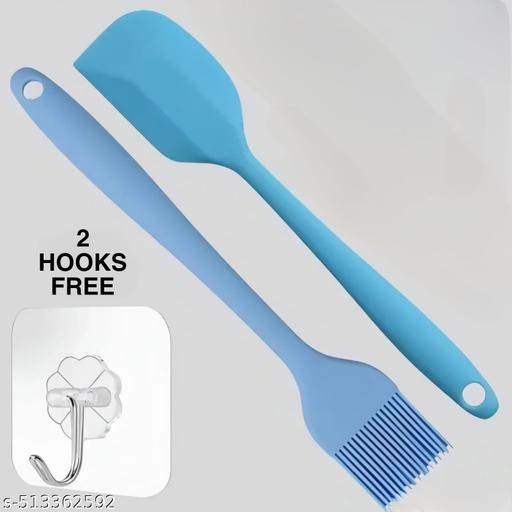 FALCON Large Silicone Spatula + Brush Combo Set | Basting Pastry Brush | Heat Resistant BBQ Grill Brush + Spatula | Kitchen Baking Oil Brush + Spatula for Cooking | Non-Stick Silicone Spatula + Brush Kitchen Tools , silicone Utensils, ( FREE 2 HOOK ) - Piktocart