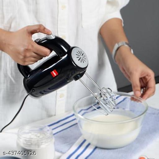 Cello Hand Beater | 5 Variable Speed Controls | Power Full Motor | One Touch & Unbreakable Stand | (300W Powerful Motor With Body, SS Dough Hooks, SS Beater) | Black - Piktocart