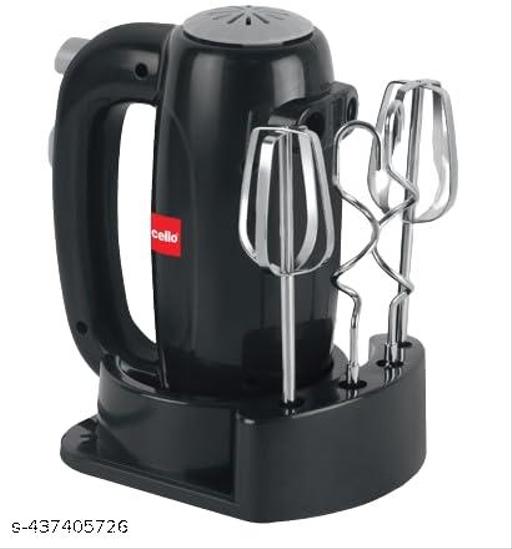 Cello Hand Beater | 5 Variable Speed Controls | Power Full Motor | One Touch & Unbreakable Stand | (300W Powerful Motor With Body, SS Dough Hooks, SS Beater) | Black - Piktocart