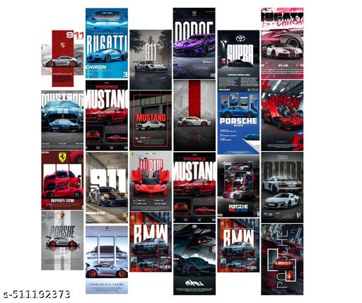 Aesthetic Car Wall Collage Kit || 24pcs (4×6inch) car Aesthetic Posters For Room Decoration Water Resistant Paper Comes With Adhesive Tape (Car ) - Piktocart