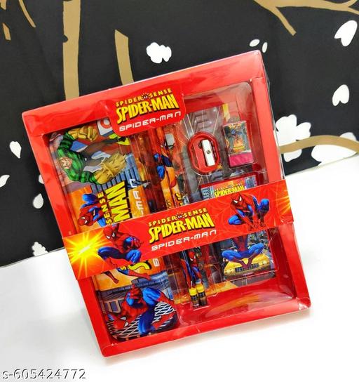 Superhero Spider Stationery Kit for Boys, Wallet, Eraser & Sharpener | School Stationery Set & Return Gift - Piktocart