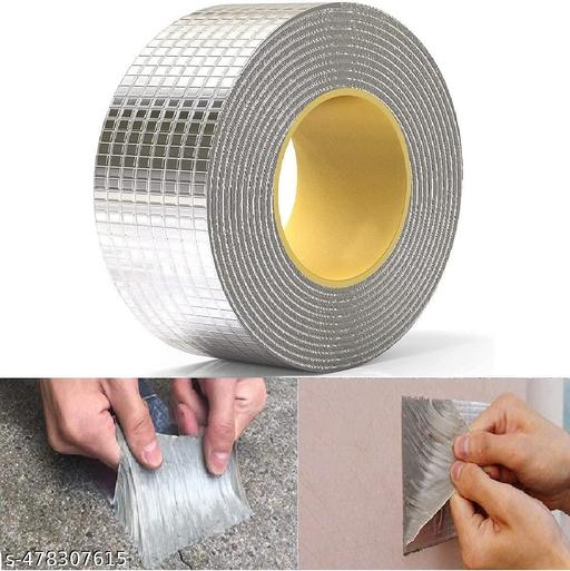 PACK OF 2 Duct Tape, Super Waterproof Tape, Strong flex heavy duty water tape for leakage, Aluminium foil Silver water seal adhesive tape for water leakage solution, Aluminium tape also provides waterproof protection, Pipe Repair- 5 meters x 5 cm (Pack of 2) - Piktocart