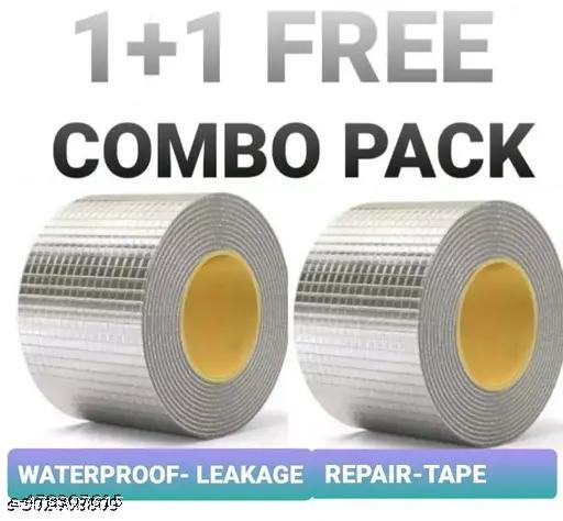 PACK OF 2 Duct Tape, Super Waterproof Tape, Strong flex heavy duty water tape for leakage, Aluminium foil Silver water seal adhesive tape for water leakage solution, Aluminium tape also provides waterproof protection, Pipe Repair- 5 meters x 5 cm (Pack of 2) - Piktocart