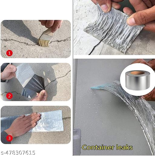 PACK OF 2 Duct Tape, Super Waterproof Tape, Strong flex heavy duty water tape for leakage, Aluminium foil Silver water seal adhesive tape for water leakage solution, Aluminium tape also provides waterproof protection, Pipe Repair- 5 meters x 5 cm (Pack of 2) - Piktocart