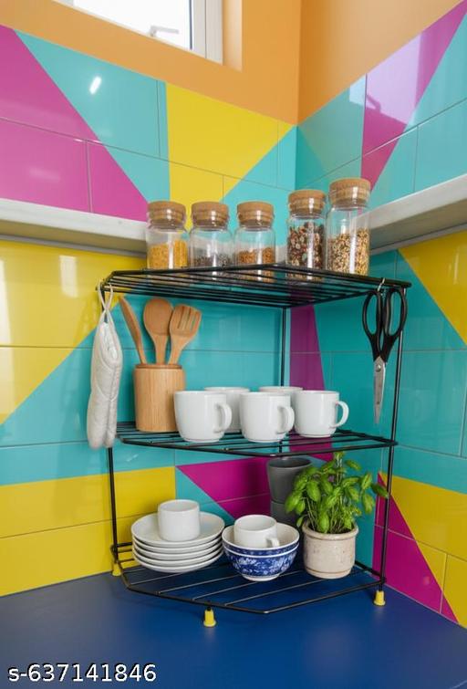 M D HOME PRODUCT Stainless Steel Kitchen Storage Rack – 3-Tier Corner Organizer for Home - Piktocart