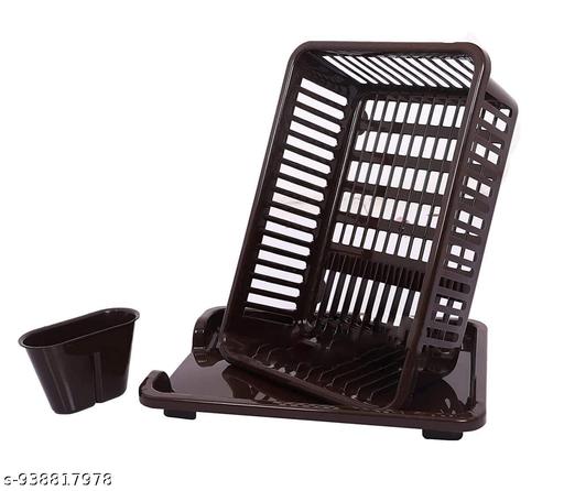 3 in 1 Durable Plastic Kitchen Sink, Large Dish Rack Drainer, Drying Rack Washing Basket with Tray for Kitchen, Dish Rack Organizers, Utensils Drainer Basket for Kitchen, Brown Khatli - Piktocart
