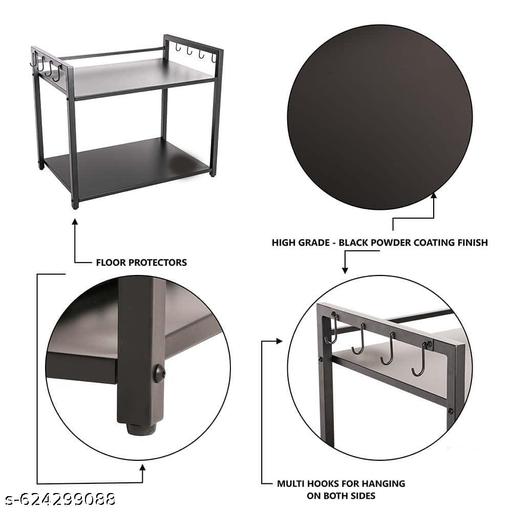 Microwave Oven Stand for Kitchen Platform, 2-Tier OTG and Oven Stand for Kitchen Countertop, Black. - Piktocart