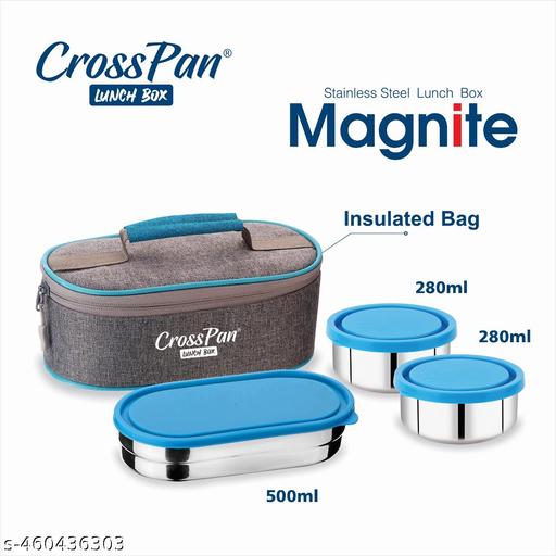 Magnite Lunch Box / Tiffin box with 3 Stainless Steel Containers - Piktocart