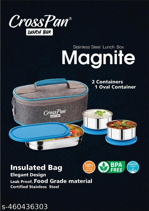 Magnite Lunch Box / Tiffin box with 3 Stainless Steel Containers - Piktocart