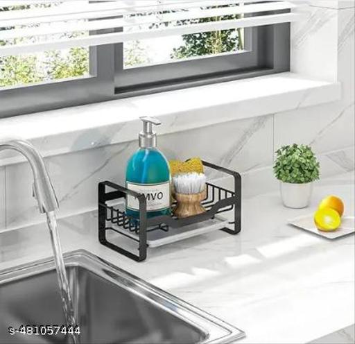EMPIRE NEW BEST QULIATY  Sink Caddy Sponge Holder, Kitchen Caddy 304 Stainless Steel Soap Holder for Kitchen Sink, Kitchen Sink Organizer Countertop with Removable Drain Tray-Black Visit the Utobao Store - Piktocart