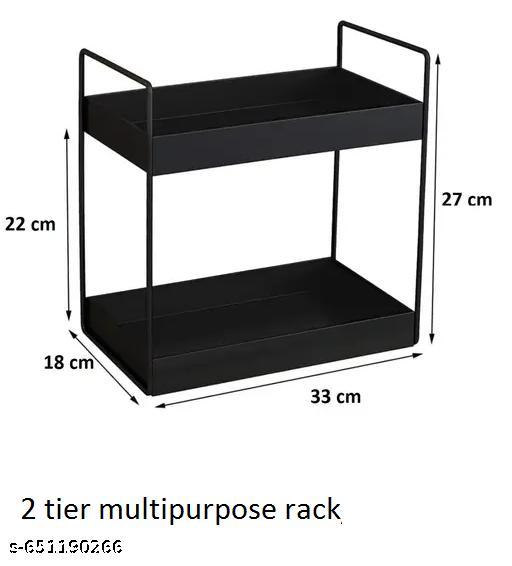 Max Plus 2-Tier Standing black Rack, Bathroom / Kitchen Countertop Storage Shelf Organizer, Spice Storage Organizer Utensil Kitchen Rack (black) spice rack - Piktocart