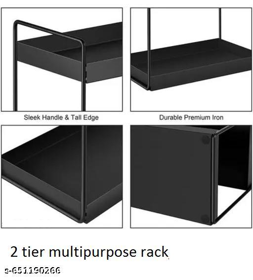 Max Plus 2-Tier Standing black Rack, Bathroom / Kitchen Countertop Storage Shelf Organizer, Spice Storage Organizer Utensil Kitchen Rack (black) spice rack - Piktocart