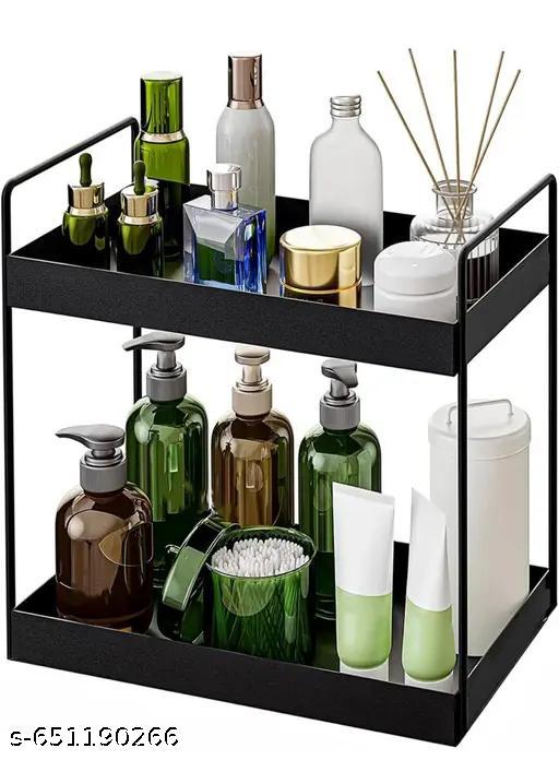 Max Plus 2-Tier Standing black Rack, Bathroom / Kitchen Countertop Storage Shelf Organizer, Spice Storage Organizer Utensil Kitchen Rack (black) spice rack - Piktocart