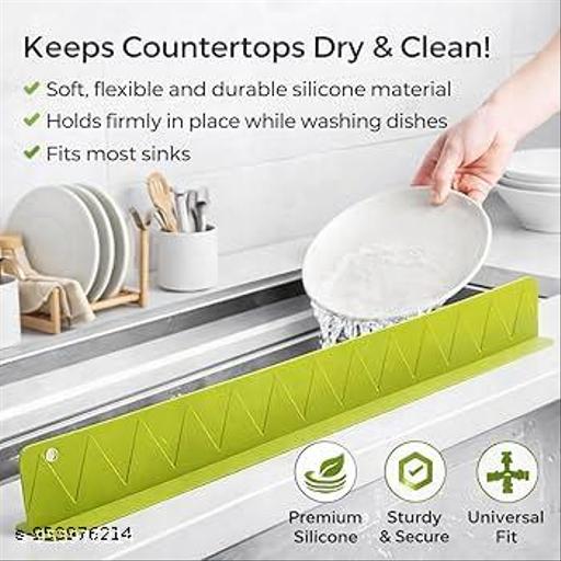 16 inch(40cm) Premium Kitchen Sink Silicone Water Splash Guard | 1 Pcs Waterproof Countertop Protector for Kitchen & Bathroom | with Non-Slip Strong Suction, multicolor - Piktocart