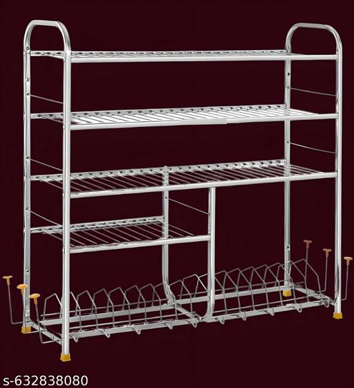 5 Layer Premium Stainless steel Kitchen Dish Rack | Plate Cutlery Stand | Kitchen Wall Mount Rack Utensil Kitchen Rack 31*30 Inch |  Steel Rack| - Piktocart